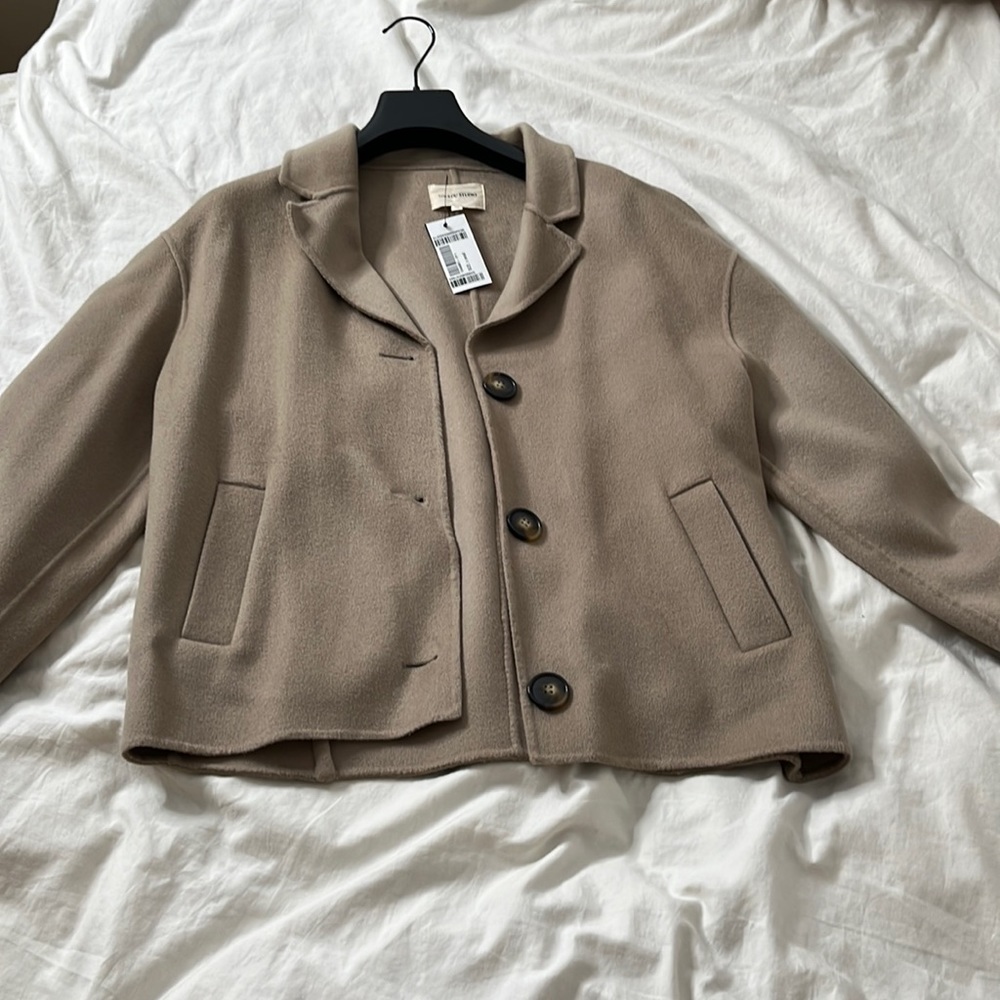 *LAST CHANCE* Loulou studio wool and cashmere-blend felt moho jacket in brown XS